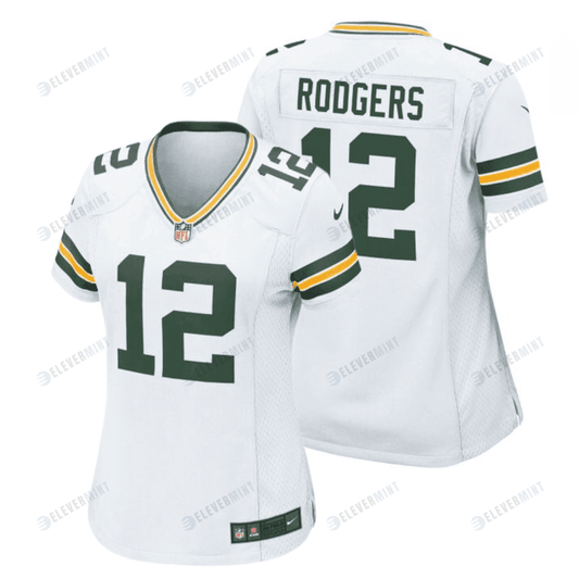 Aaron Rodgers 12 Green Bay Packers Women Away Game Jersey - White