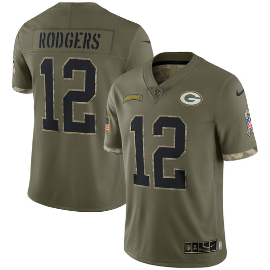 Aaron Rodgers Green Bay Packers Nike 2022 Salute To Service Limited Jersey - Olive