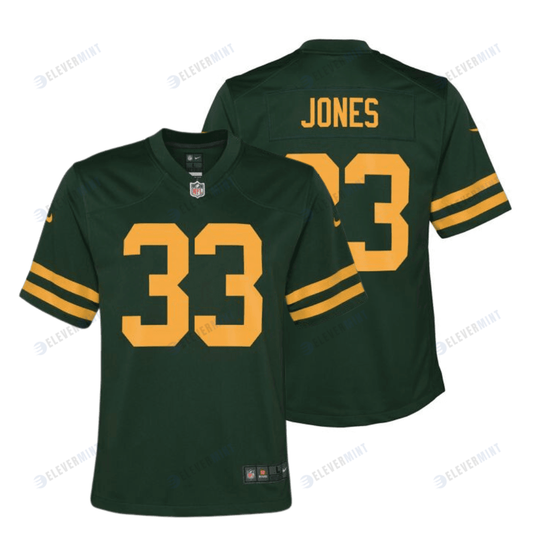 Aaron Jones 33 Green Bay Packers 50s Classic YOUTH Game Jersey - Green & Gold